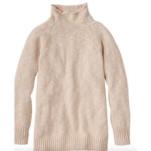 LL Bean Women's Cotton Ragg Roll Neck Sweater Light Pink Size Medium New